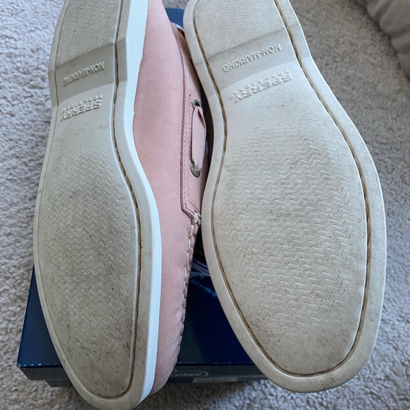 Sperry Topsider x J.Crew Pink Boatshoes Ribbon Laces 7.5 $98 EUC - Picture 4 of 5